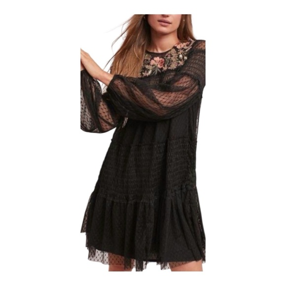 Maeve Black Ruffled Tiered Long Sleeve Dress - Picture 1 of 10